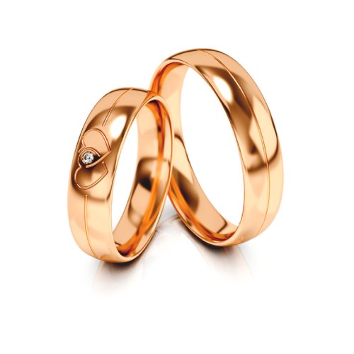 Zlaté snubní prsteny 1330 - Barva zlata: Růžové, Typ kamene: Moissanit