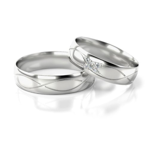 Zlaté snubní prsteny 2278 - Barva zlata: Bílé, Typ kamene: Zirkon