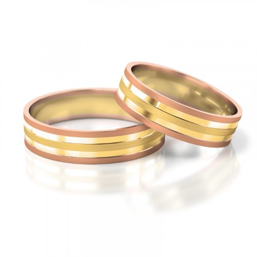 Zlaté snubní prsteny 2231 - Barva zlata: Růžové / Bílé