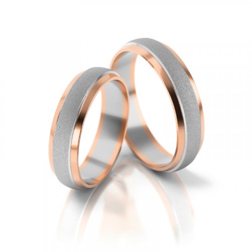 Zlaté snubní prsteny 2053 - Barva zlata: Růžové / Bílé