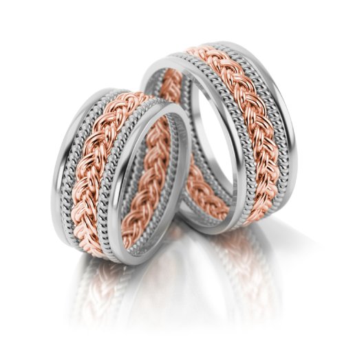 Zlaté snubní prsteny 3007 - Barva zlata: Bílé / Růžové