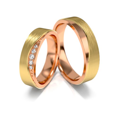 Zlaté snubní prsteny 3327 - Barva zlata: Bílé / Růžové, Typ kamene: Briliant