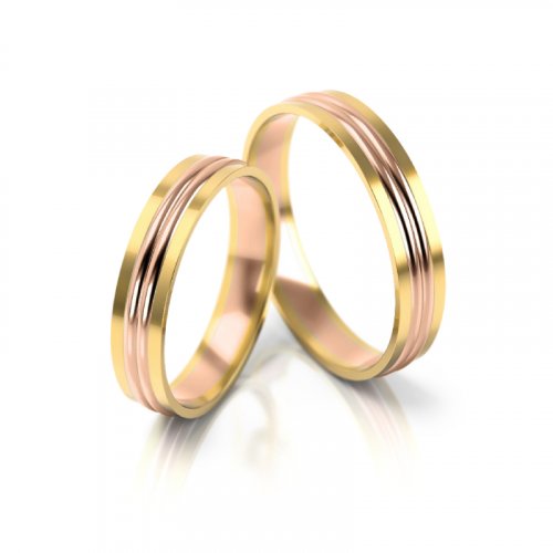 Zlaté snubní prsteny 2250 - Barva zlata: Žluté / Bílé
