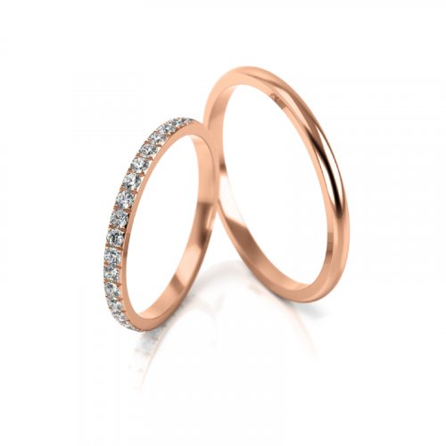 Zlaté snubní prsteny 3298 - Barva zlata: Růžové, Typ kamene: Briliant
