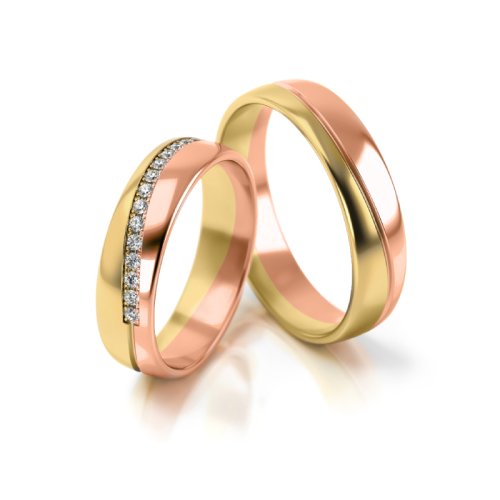 Zlaté snubní prsteny 3308 - Barva zlata: Růžové / Bílé, Typ kamene: Zirkon