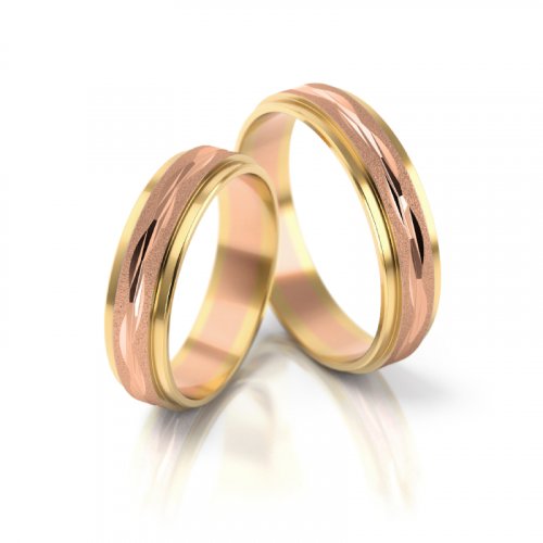 Zlaté snubní prsteny 2123 - Barva zlata: Žluté / Bílé