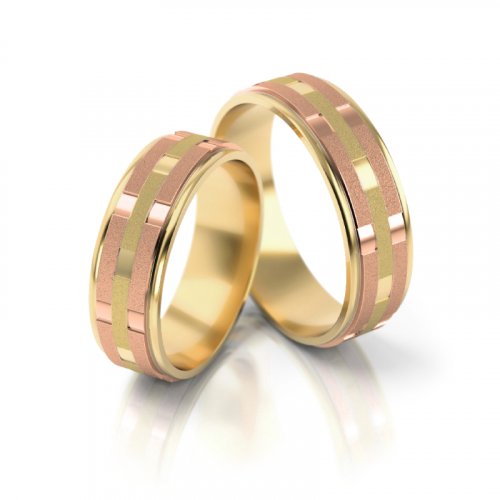 Zlaté snubní prsteny 3090 - Barva zlata: Žluté / Bílé