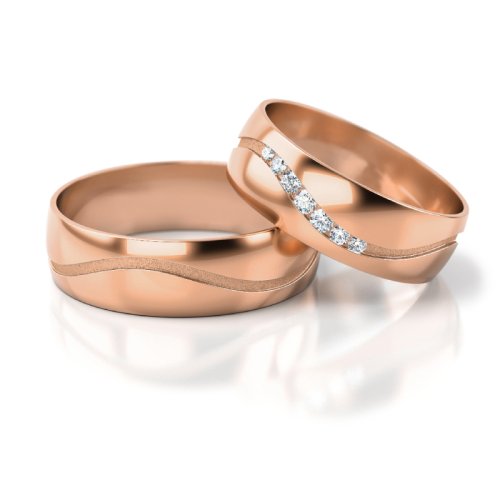 Zlaté snubní prsteny 3307 - Barva zlata: Žluté / Růžové, Typ kamene: Moissanit