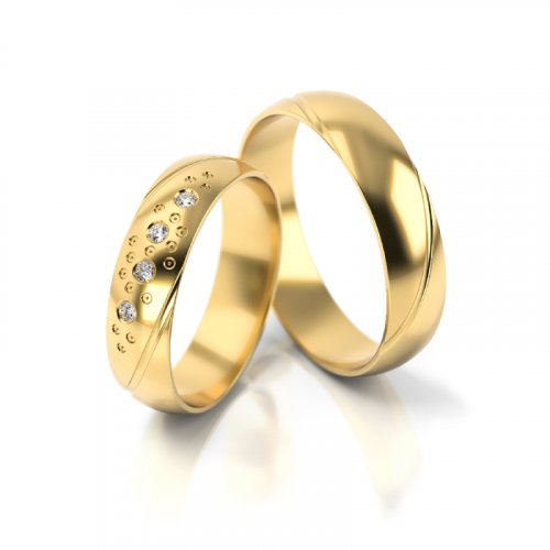 Zlaté snubní prsteny 2304 - Barva zlata: Žluté, Typ kamene: Briliant
