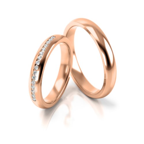 Zlaté snubní prsteny 3277 - Barva zlata: Růžové, Typ kamene: Zirkon