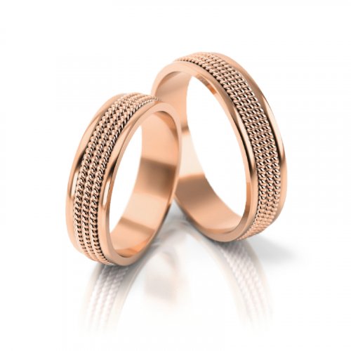 Zlaté snubní prsteny 3067 - Barva zlata: Růžové / Bílé