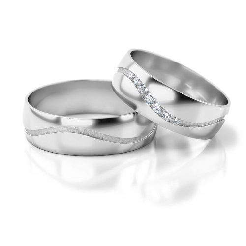 Zlaté snubní prsteny 3307 - Barva zlata: Žluté / Růžové, Typ kamene: Moissanit