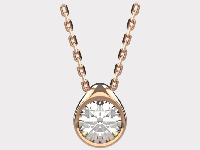 Dámský zlatý náhrdelník 013 - Barva zlata: Růžové, Typ kamene: Moissanit