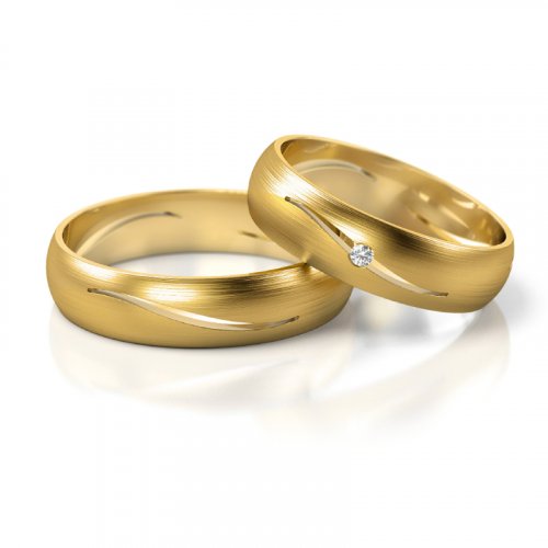Zlaté snubní prsteny 3247 - Barva zlata: Bílé / Žluté, Typ kamene: Briliant