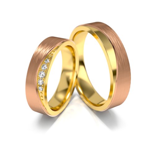 Zlaté snubní prsteny 3327 - Barva zlata: Bílé / Růžové, Typ kamene: Briliant