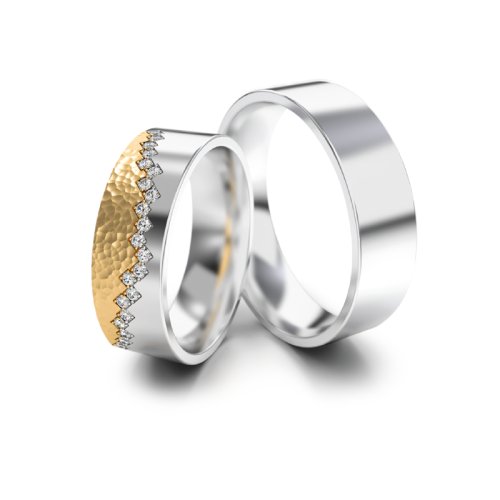 Zlaté snubní prsteny 3329 - Barva zlata: Růžové / Bílé, Typ kamene: Briliant