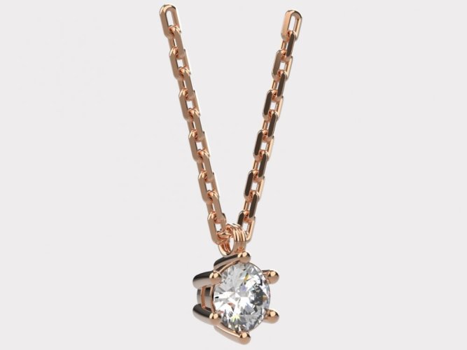 Dámský zlatý náhrdelník 018 - Barva zlata: Růžové, Typ kamene: Briliant
