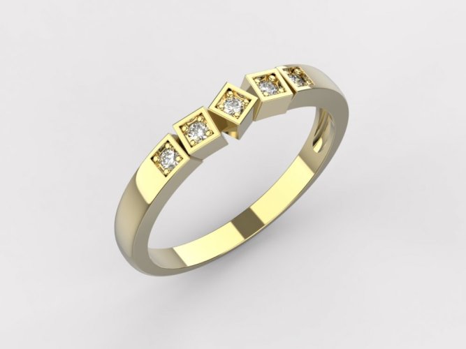 Dámský zlatý prsten 030 - Barva zlata: Bílé, Typ kamene: Moissanit