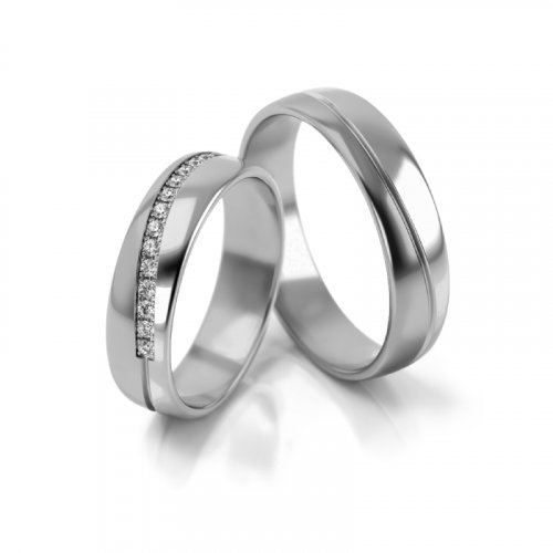 Zlaté snubní prsteny 3308 - Barva zlata: Růžové / Bílé, Typ kamene: Zirkon