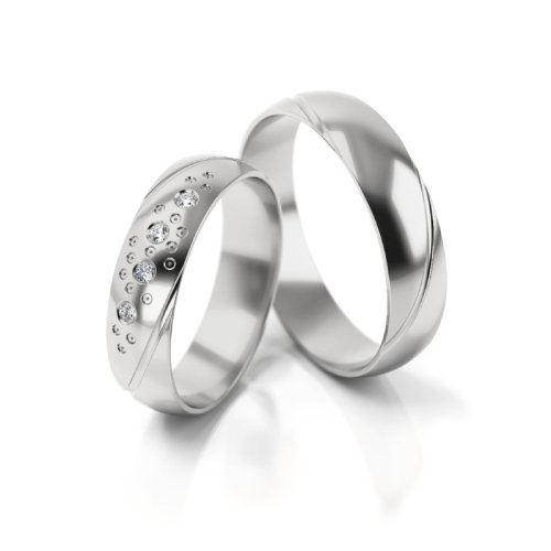 Zlaté snubní prsteny 2304 - Barva zlata: Bílé, Typ kamene: Briliant