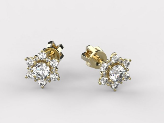 Dámské zlaté náušnice 011 - Barva zlata: Žluté, Typ kamene: Zirkon