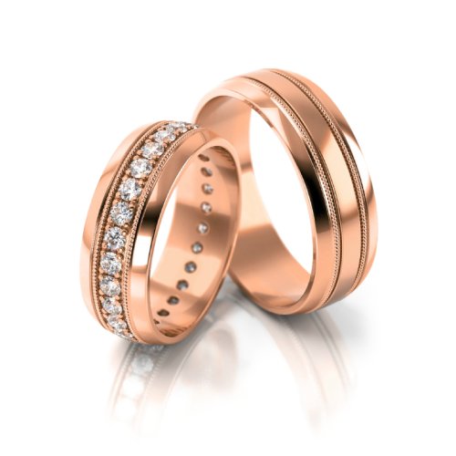 Zlaté snubní prsteny 3181 - Barva zlata: Bílé / Žluté, Typ kamene: Briliant