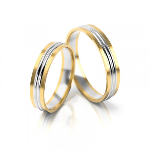Zlaté snubní prsteny 2250 - Barva zlata: Žluté / Bílé