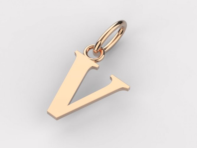 Zlatý přívěsek písmeno V