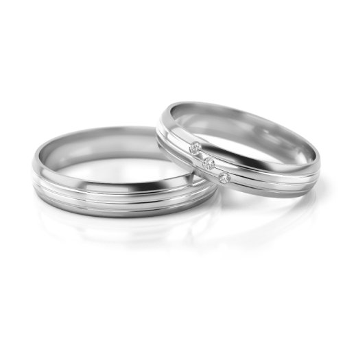 Zlaté snubní prsteny 2238 - Barva zlata: Bílé, Typ kamene: Moissanit