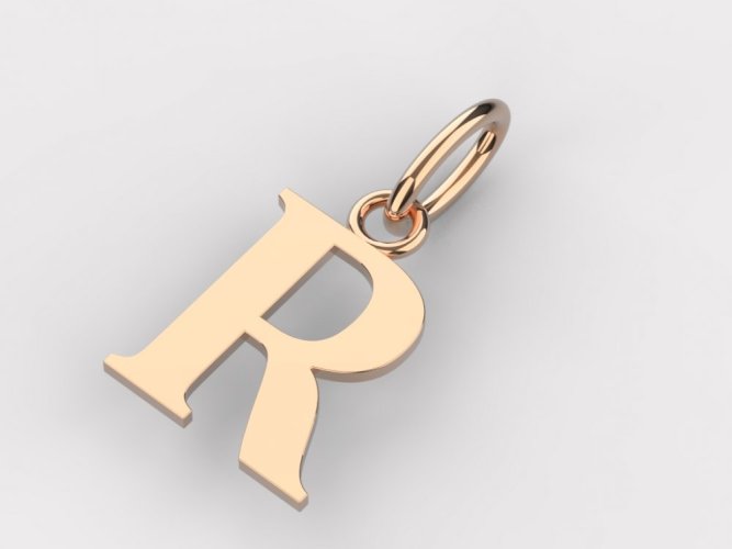 Zlatý přívěsek písmeno R