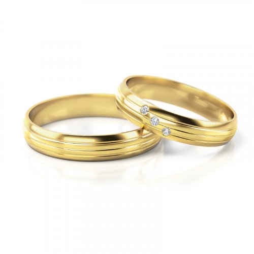 Zlaté snubní prsteny 2238 - Barva zlata: Růžové, Typ kamene: Briliant