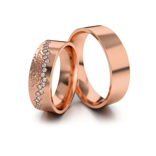 Zlaté snubní prsteny 3329 - Barva zlata: Růžové / Bílé, Typ kamene: Briliant