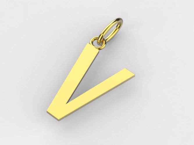 Zlatý přívěsek písmeno V