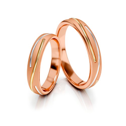 Zlaté snubní prsteny 3324 - Barva zlata: Růžové / Bílé