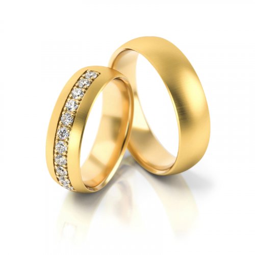Zlaté snubní prsteny 3071 - Barva zlata: Bílé, Typ kamene: Moissanit