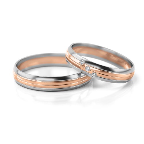 Zlaté snubní prsteny 2238 - Barva zlata: Bílé / Růžové, Typ kamene: Moissanit
