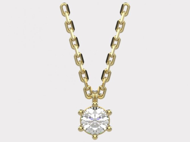 Dámský zlatý náhrdelník 018 - Barva zlata: Žluté, Typ kamene: Moissanit