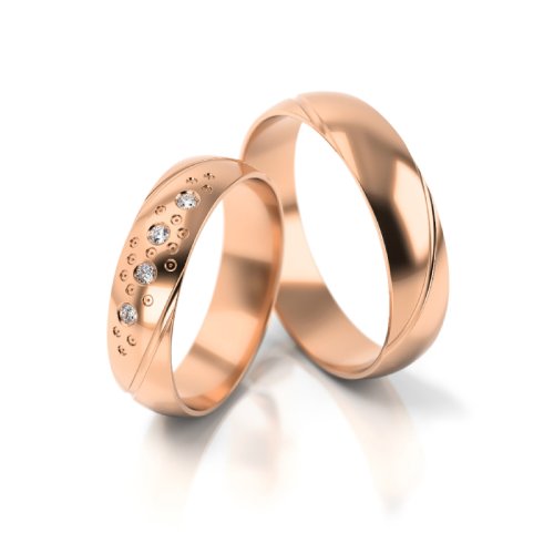 Zlaté snubní prsteny 2304 - Barva zlata: Bílé, Typ kamene: Briliant