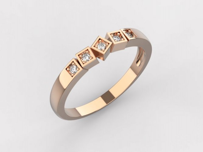 Dámský zlatý prsten 030 - Barva zlata: Růžové, Typ kamene: Briliant