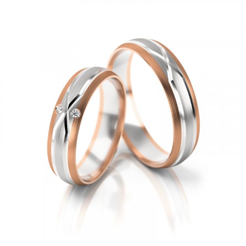 Zlaté snubní prsteny 2235 - Barva zlata: Růžové, Typ kamene: Zirkon