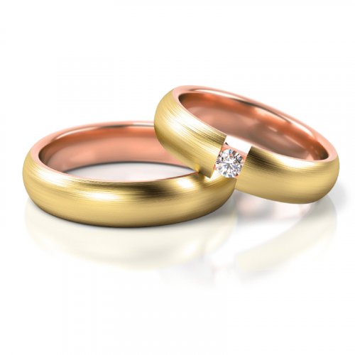 Zlaté snubní prsteny 3274 - Barva zlata: Žluté / Růžové, Typ kamene: Zirkon
