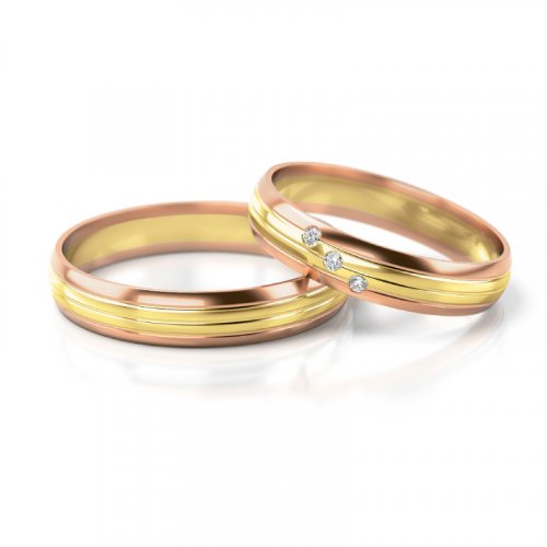 Zlaté snubní prsteny 2238 - Barva zlata: Růžové, Typ kamene: Moissanit