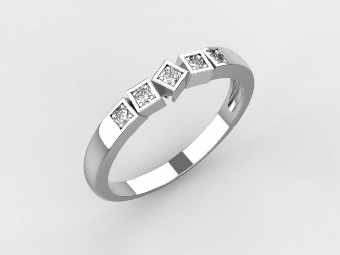 Dámský zlatý prsten 030 - Barva zlata: Bílé, Typ kamene: Moissanit