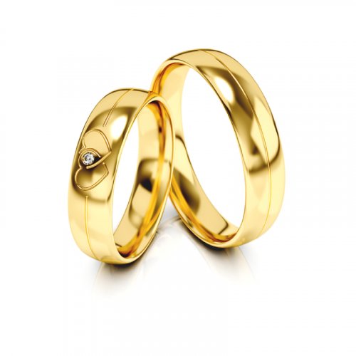 Zlaté snubní prsteny 1330 - Barva zlata: Žluté, Typ kamene: Zirkon