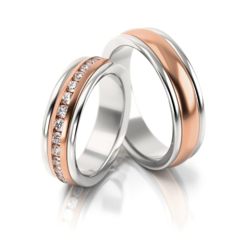 Zlaté snubní prsteny 3083 - Barva zlata: Žluté / Růžové, Typ kamene: Briliant