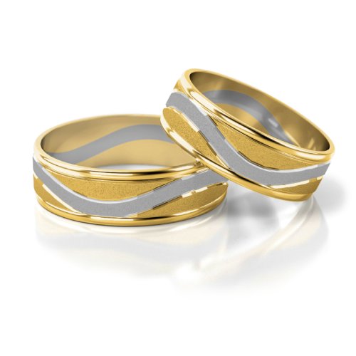 Zlaté snubní prsteny 2176 - Barva zlata: Žluté / Bílé