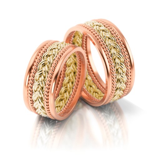 Zlaté snubní prsteny 3007 - Barva zlata: Bílé / Růžové