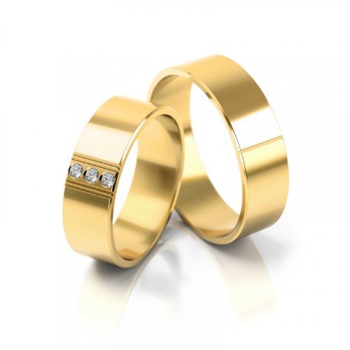 Zlaté snubní prsteny 3147 - Barva zlata: Bílé / Žluté, Typ kamene: Moissanit