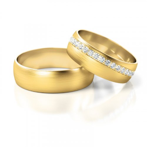 Zlaté snubní prsteny 3292 - Barva zlata: Žluté, Typ kamene: Zirkon
