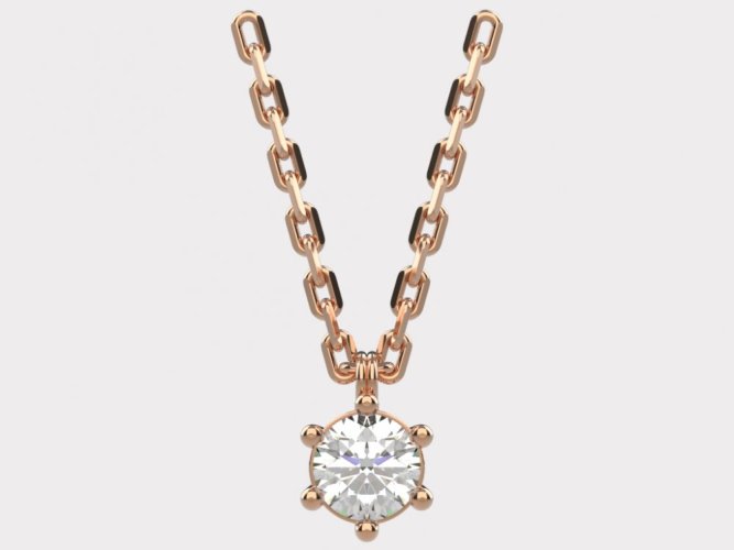 Dámský zlatý náhrdelník 018 - Barva zlata: Růžové, Typ kamene: Briliant